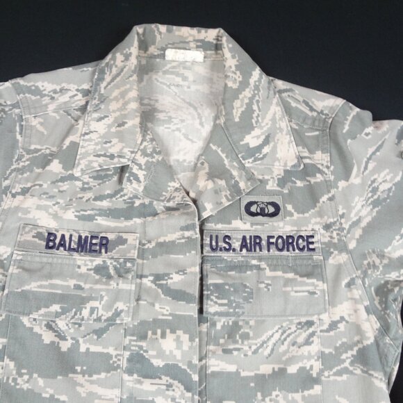 US AIR FORCE CAMOFLAGE UNIFORM WOMENS 6R JACKET CAMO TACTICAL FATIGUES L250 NAME - Picture 3 of 7